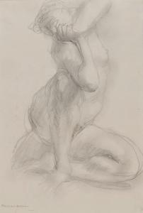 Femme assise contorsionnée, les mains jointes (Martin)